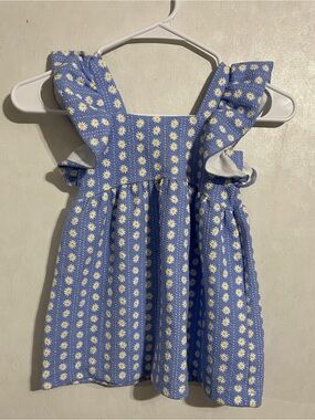 Zara Blue Daisy Print Ruffle Strap Dress Size 2-3 yrs
